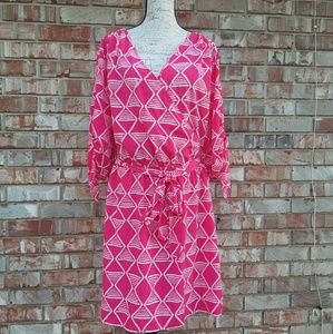 Old Navy Hot Pink Tribal Print XXL Dress with Belt